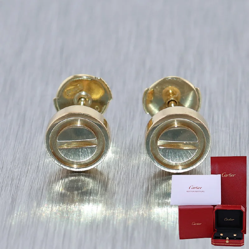 Oval Drop Earrings-Cartier 18k Yellow Gold Love Earrings