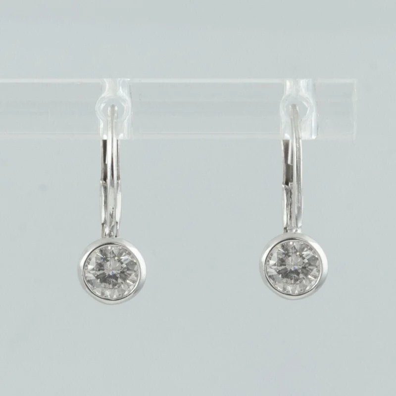 Big Drop Earrings-14k White Gold Diamond Dangle Drop Leverback Earrings 1.02ctw H VS2 1.8g