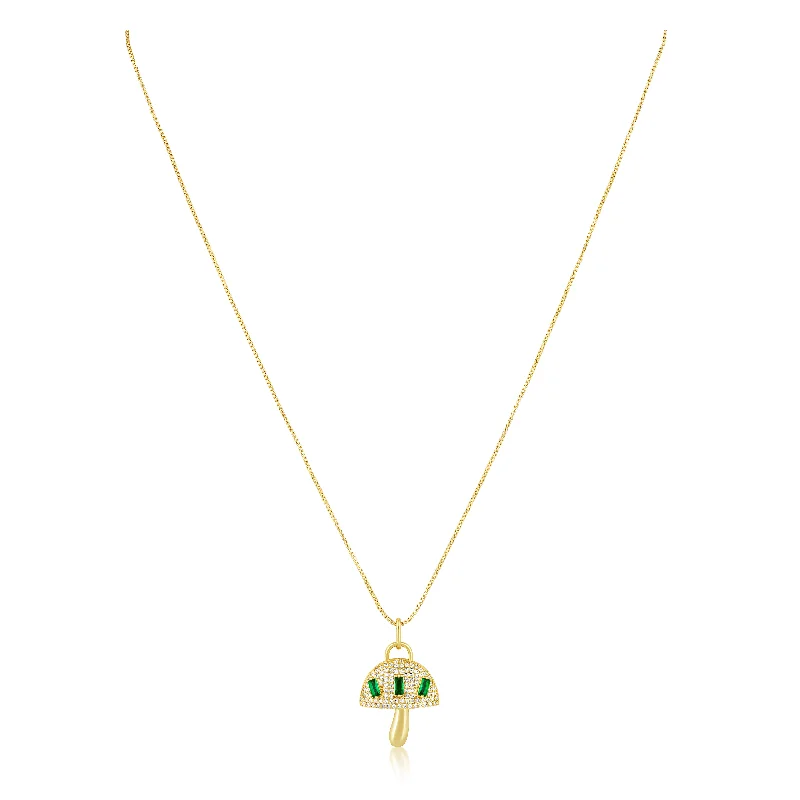 Love Heart Pendant Necklaces-Alice Emerald Mushroom Pendant Necklace