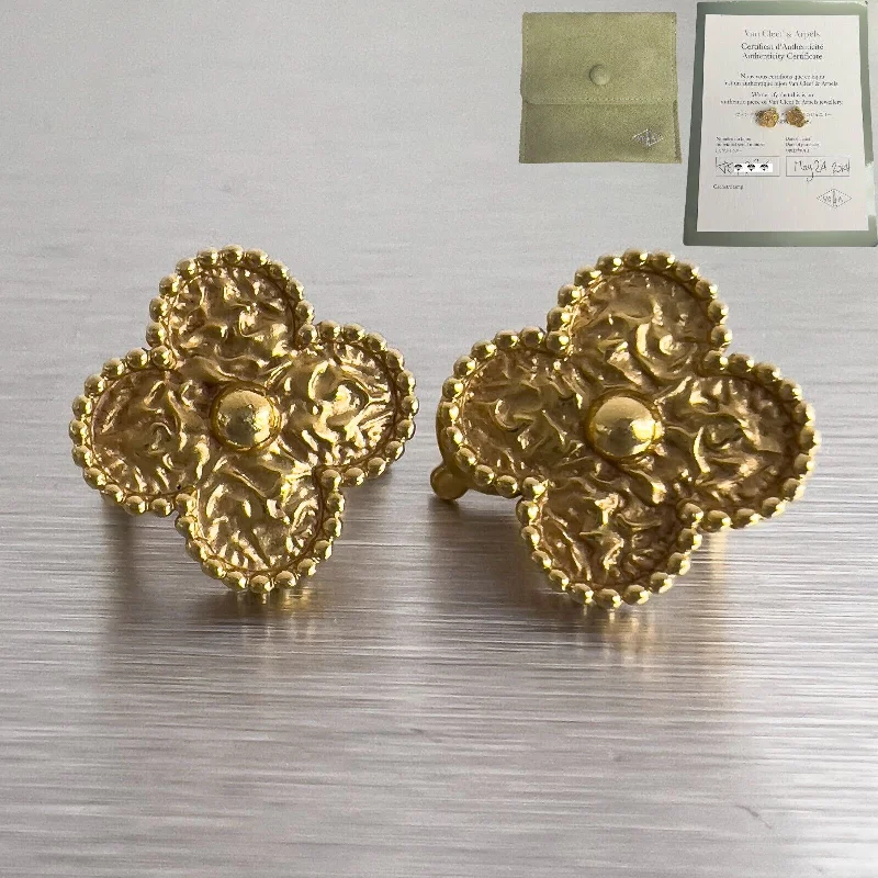 Geometric Earrings-Van Cleef & Arpels Vintage Alhambra 18k Yellow Gold Omega Back Earrings