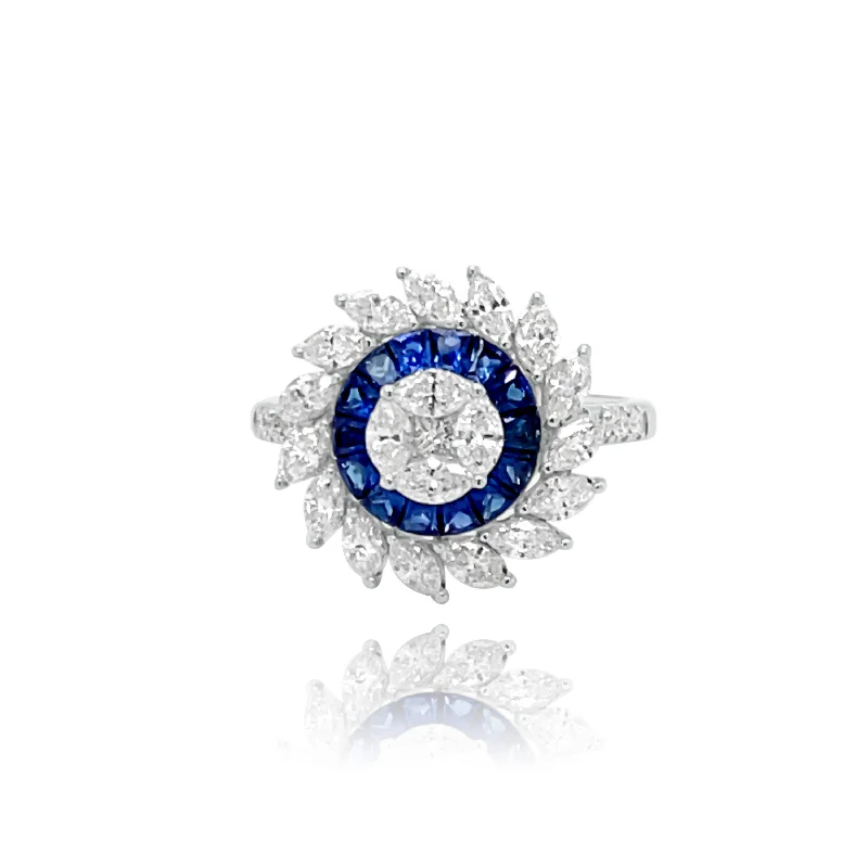 Gemstone Promise Wedding Rings-DIAMONDS & SAPPHIRES "MARS" RING.