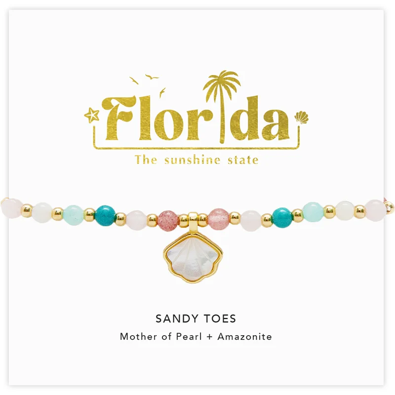 Custom Gemstone Stackable Bracelets for Women-Florida Sandy Toes Bracelet