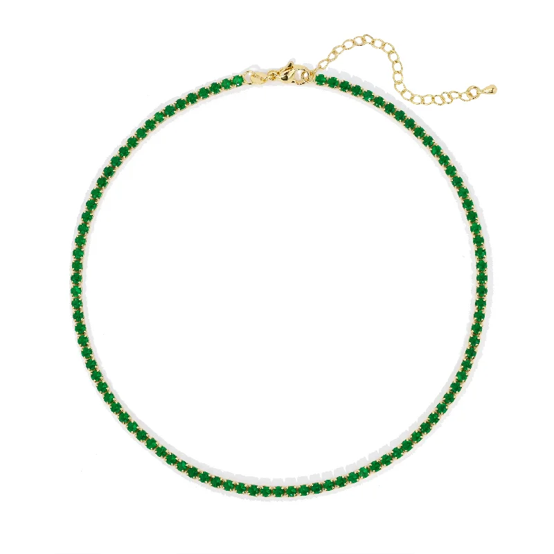 High Fashion Necklaces-Chloe Tennis Choker - Emerald