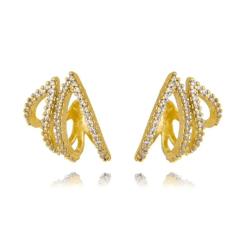 Silver and Crystal Hoop Earrings-CZ Ear Wrap Earrings