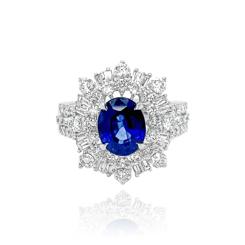 Round Cut Engagement Rings-DIAMONDS & SAPPHIRE "ARIEL" RING.