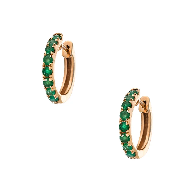 Double Drop Earrings-Lillian Rose Gold Emerald 2mm