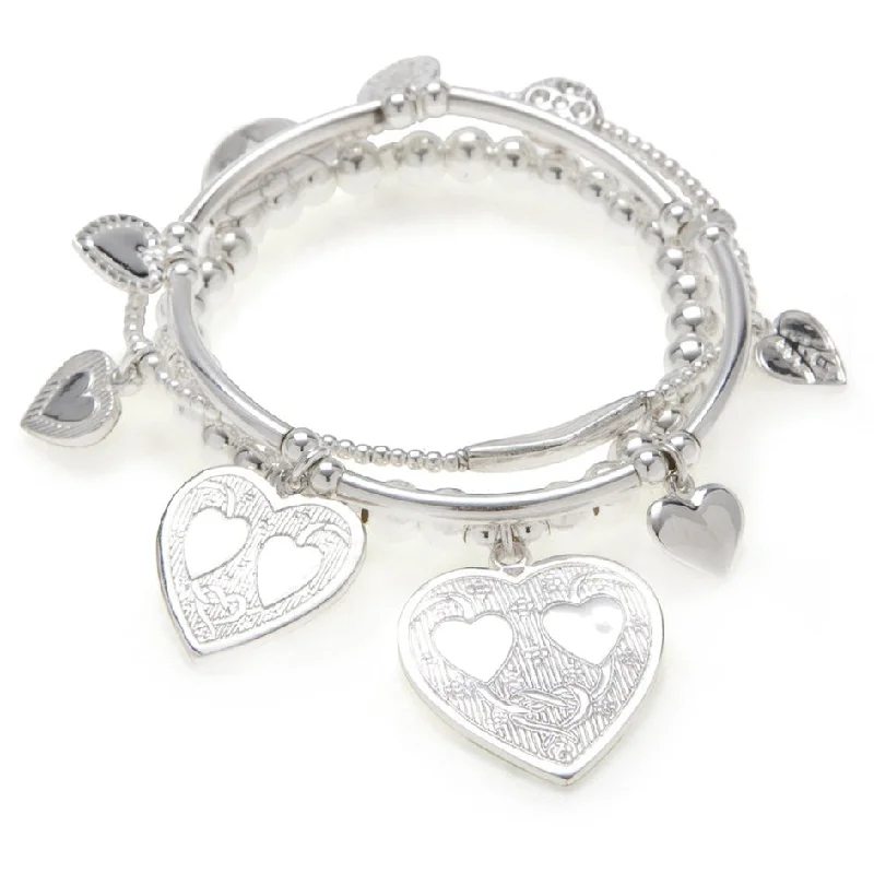 Custom Leather Wrap Bracelets for Women-LOVE & CONNECTION 3-Stack in Sterling Silver