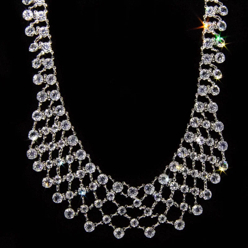 Unique Pendant Necklaces-1928 Jewelry Vintage Austrian Crystal Collar Necklace 15" Chain