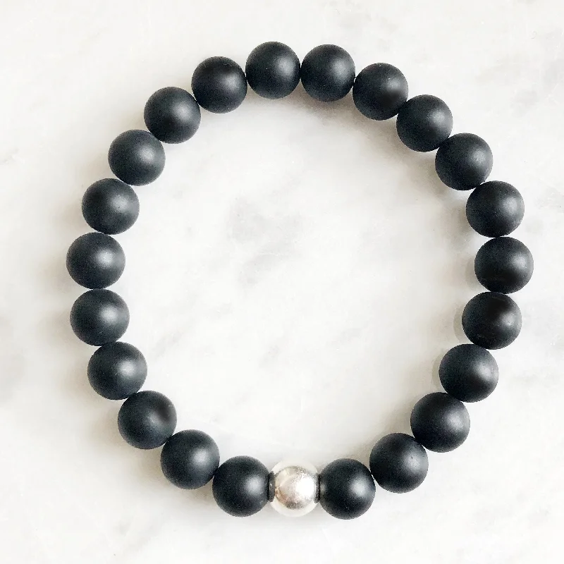 Unique Women’s Customizable Gemstone Bracelets-Smooth Onyx Bracelet for Confidence & Power