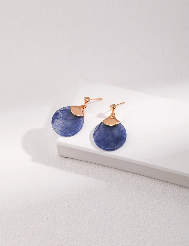 Trendy Gemstone Stud Earrings-Blue Aventurine Drop Earrings