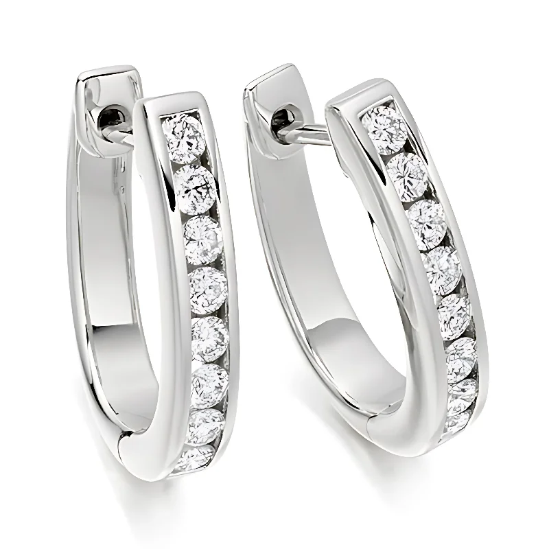 Simple Hoop Stud Earrings-Round Diamond hoop earrings 1.30ct