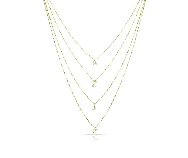 Birthstone Necklaces-Layered Initial Necklace