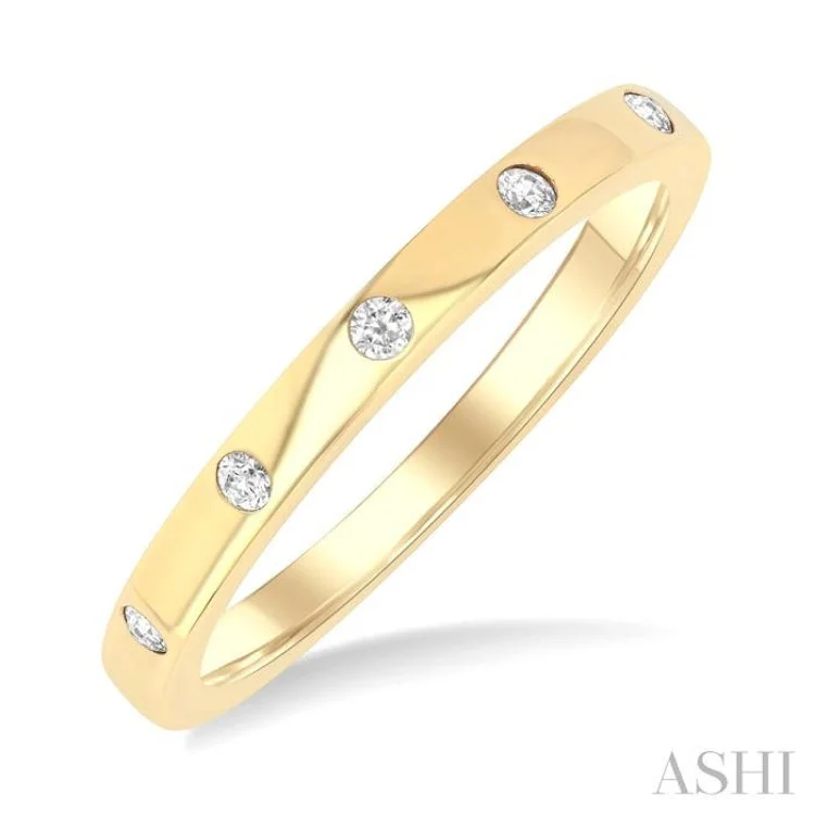 Custom Ring Sets for Couples-1/4 ctw Flush Bezel Set Diamond Fashion Band in 14K Yellow Gold