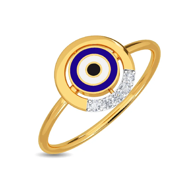 Custom Halo Engagement Rings-Dicle Evil Eye Ring