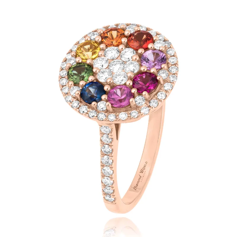 High-End Gemstone Rings-Multi Colour Sapphires & Diamonds Circle Ring