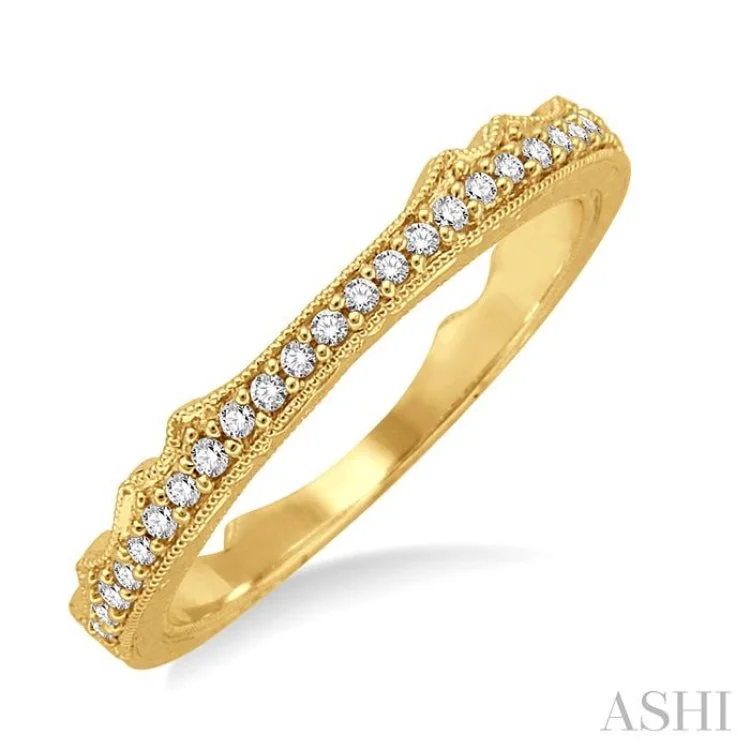 Wedding Bands with Birthstones-1/10 ctw Round Cut Diamond Wedding Band in 14K Yellow Gold