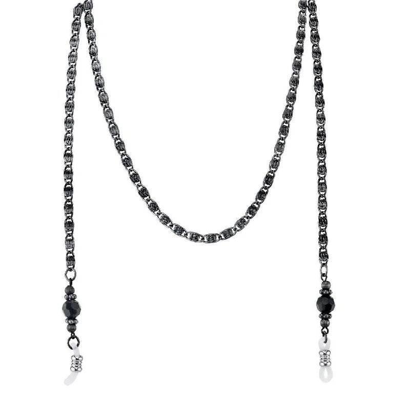 Customizable Necklaces-1928 Jewelry Black Chain And Black Eyeglass Holder Chain Necklace 30"