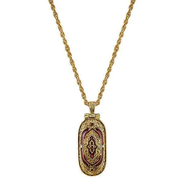 Retro Necklaces-Symbols Of Faith Red Enamel Swing Open Pendant Enclosed Reliquary Crucifix Necklace 30"