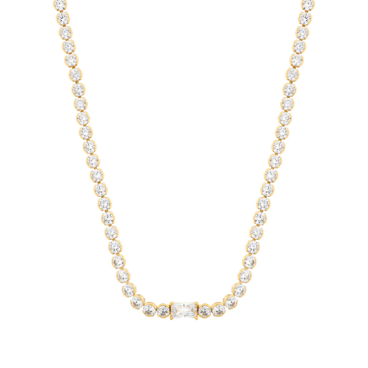 Affordable Necklaces-Bezel CZ Tennis Necklace