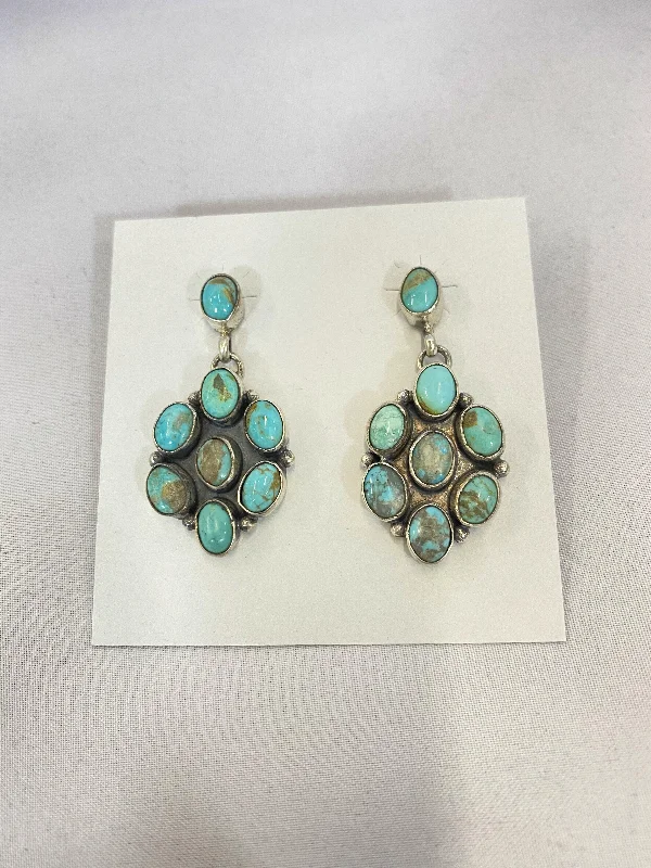 Clear Drop Earrings-Turquoise Cluster Earrings