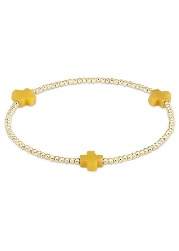 Personalized Adjustable Chain Bracelets for Women-SIGNATURE CROSS BRACELET - YELLOW