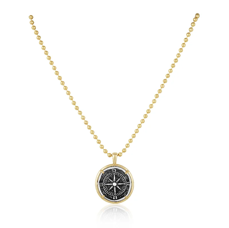 Stainless Steel Necklaces-Compass Coin Necklace