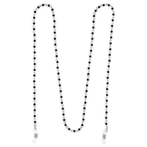 Boho Necklaces-1928 Jewelry Black Beaded Eyeglass Holder Chain Necklace 32"