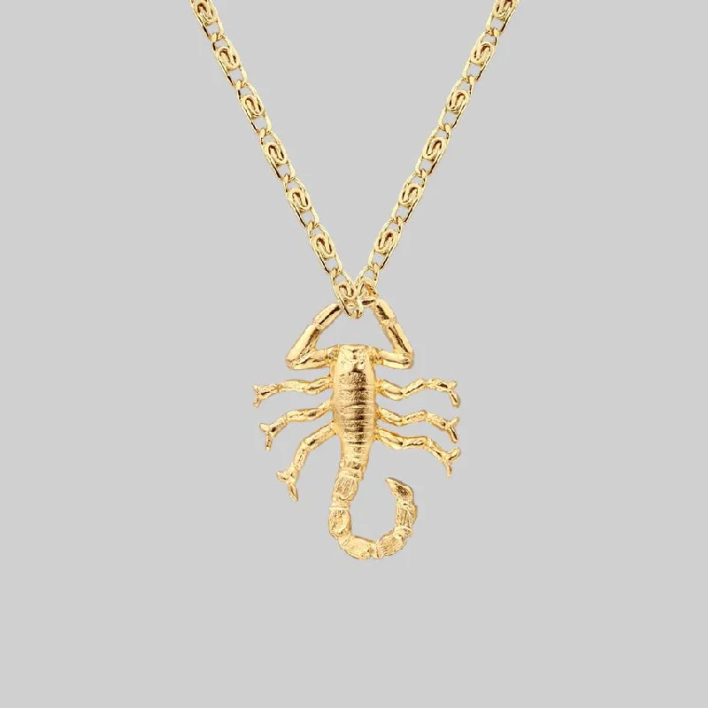 Amulet Necklaces-NOXIOUS. Scorpion Charm Necklace - Gold