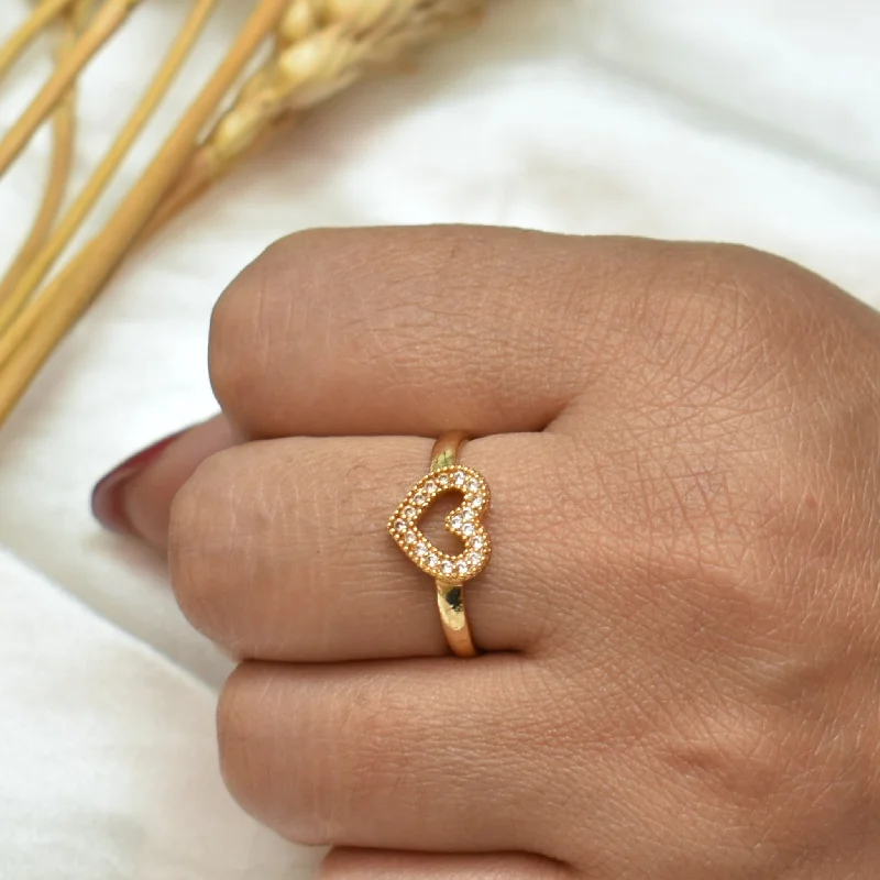 Artistic Engagement Rings-TFC Pretty Heart Gold Plated Ring