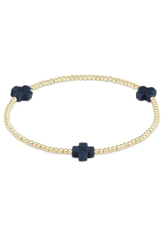 Handcrafted Bracelets with Personalized Charms-SIGNATURE CROSS BRACELET - NAVY