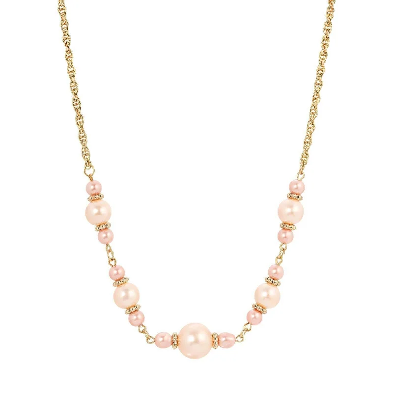 Unique Pendant Necklaces-1928 Jewelry Rosabella Raspberry & Champagne Faux Pearl Necklace 16" + 3" Extender