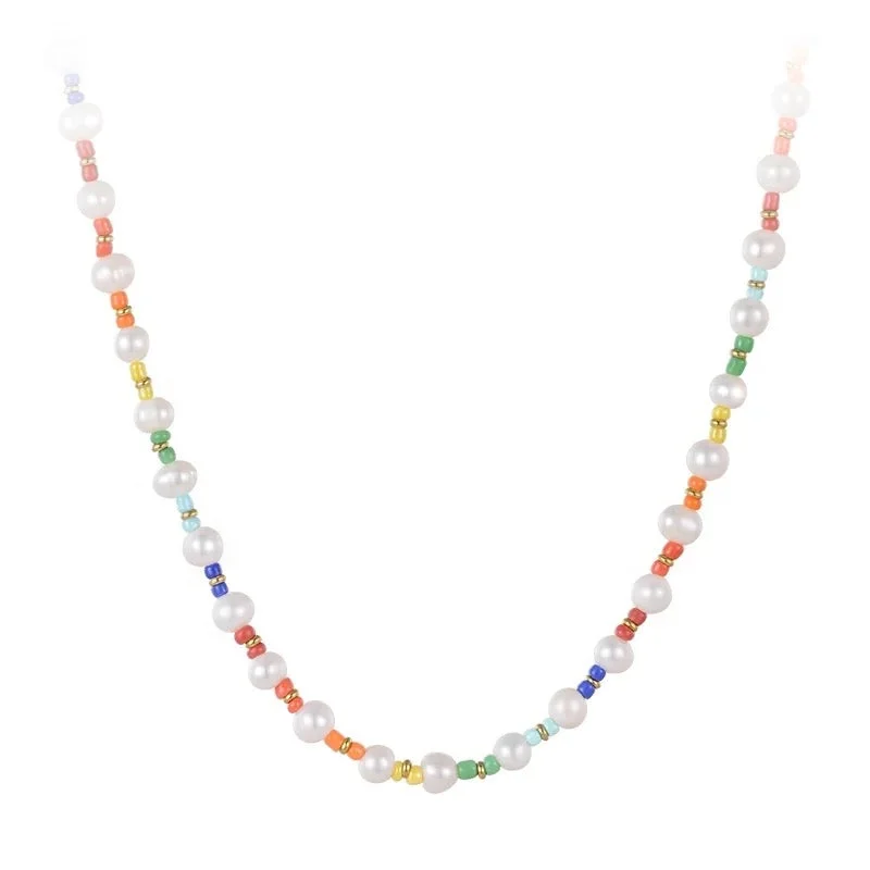 High-End Necklaces-Malibu Rainbow Pearl Necklace