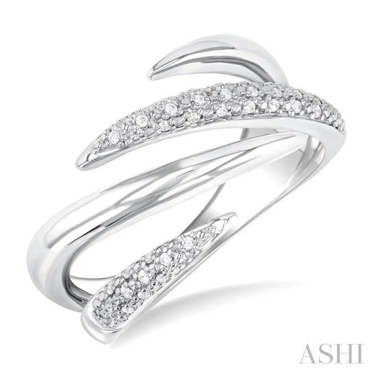 Matching Couples Rings-1/10 ctw Open Center Claw Round Cut Diamond Bold Fashion Band in Sterling Silver