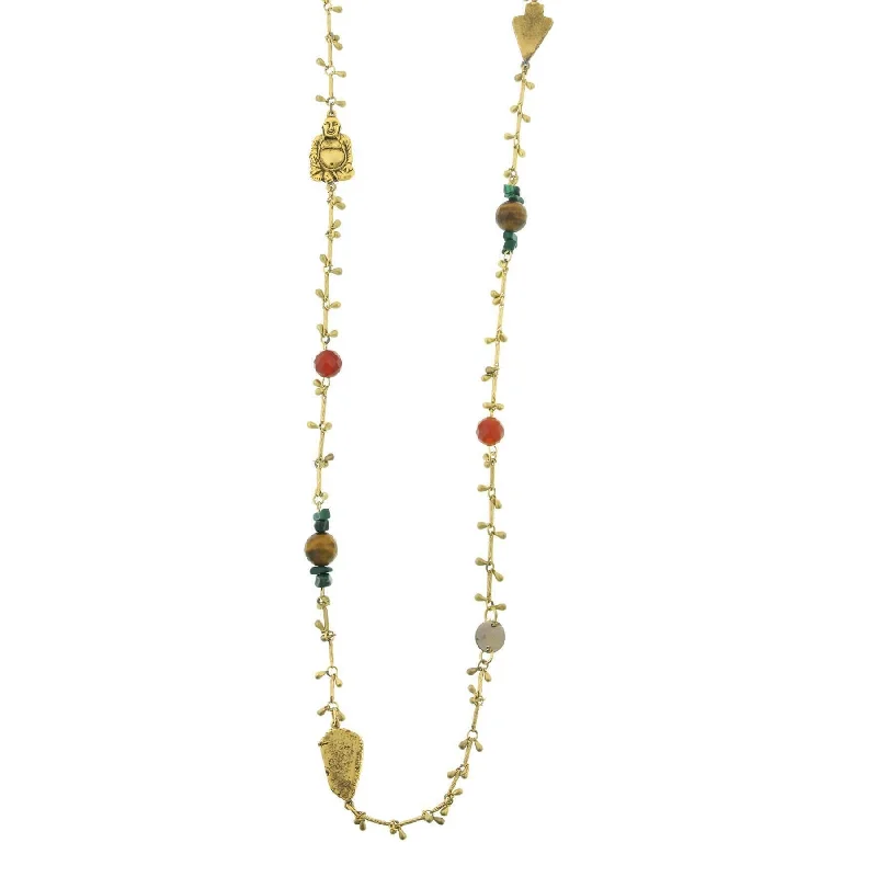 Love Necklaces-T.R.U. Droplet Chain With Buddha And Gemstone Accents Necklace 44"