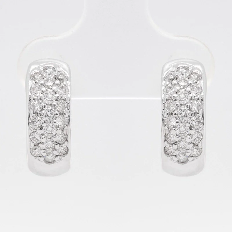 Classic Silver Stud Earrings-14k White & Yellow Gold Pave Diamond Huggie Earrings 0.60ctw H SI1