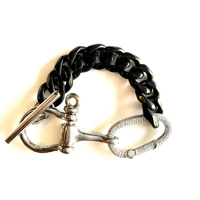 Personalized Leather Bracelets with Gemstones-ARIES BRACELET - Black