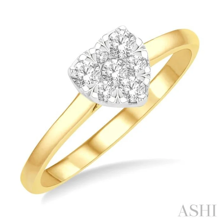 High-Quality Engagement Rings-1/4 ctw Round Cut Diamond Heart Shape Lovebright Ring in 14K Yellow and White Gold