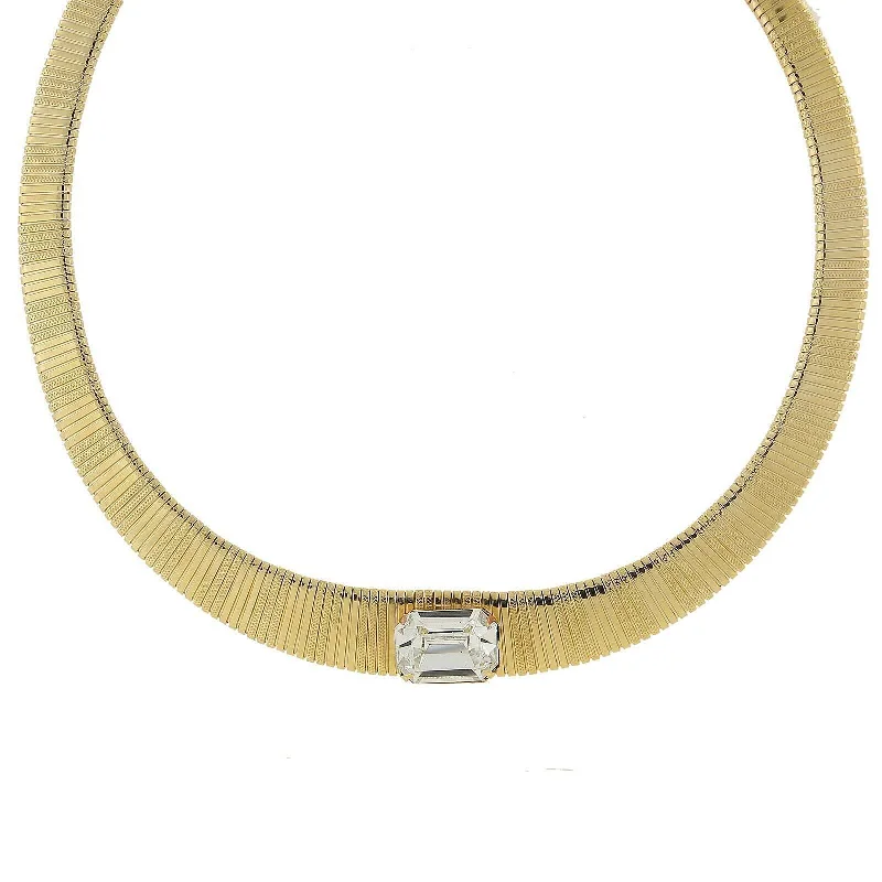 Designer Gold Necklaces-1928 Jewelry Gold Graduated Austrian Crystal Collar Necklace 18" + 3" Extender