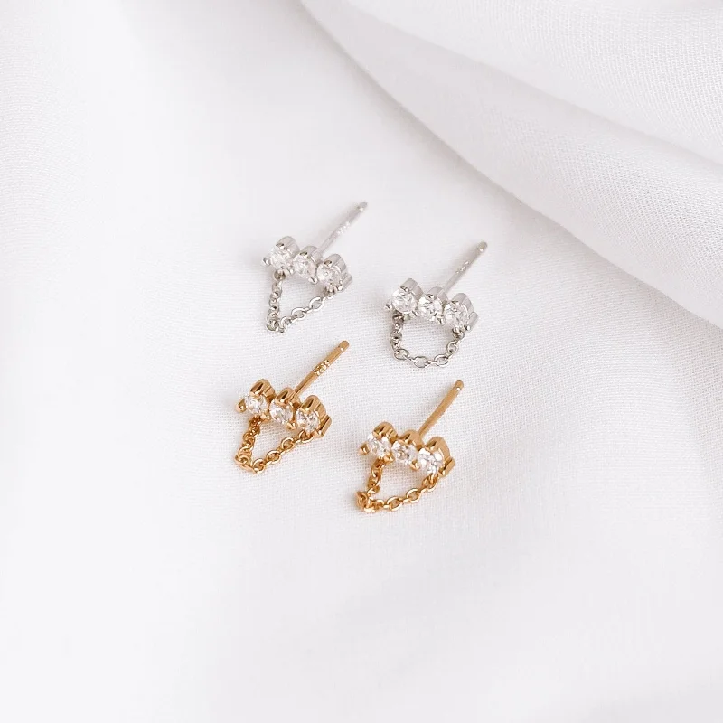 Dazzling Drop Earrings-Molly - Sterling Silver Stud Earrings