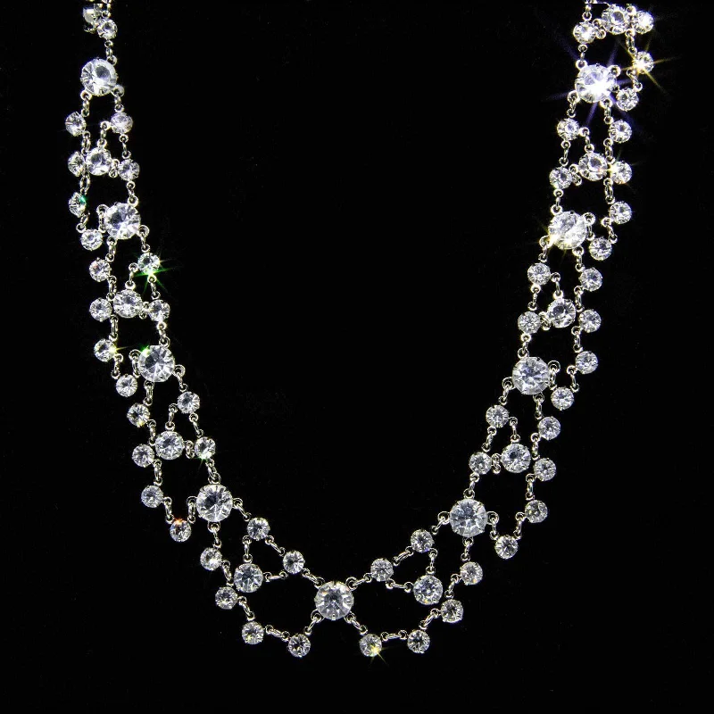 Custom Diamond Necklaces-1928 Jewelry Round Vintage Austrian Crystal Collar Necklace 15"