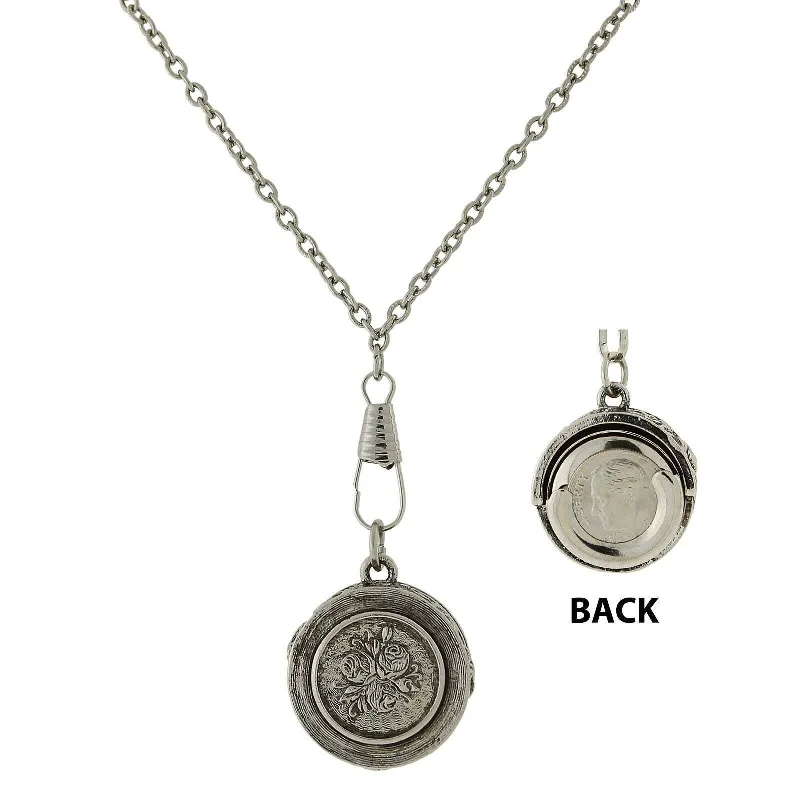 Classy Necklaces-1928 Jewelry Floral Pendant Dime Holder Necklace 30"