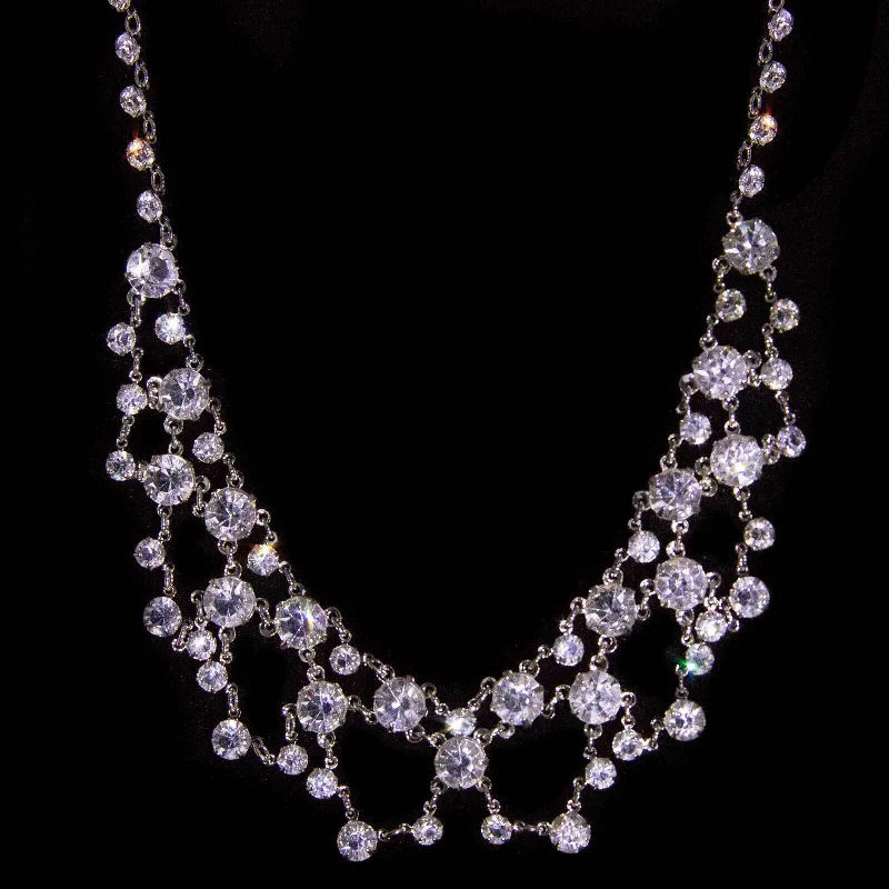 Valentine's Day Necklaces-1928 Jewelry Vintage Austrian Crystal Collar  Drop Necklace 14.5"