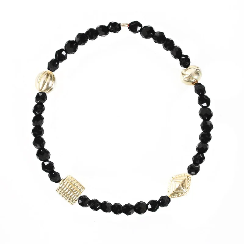 Luxury Men’s Customizable Bracelets-Onyx & Gold Beads Balance Bracelet