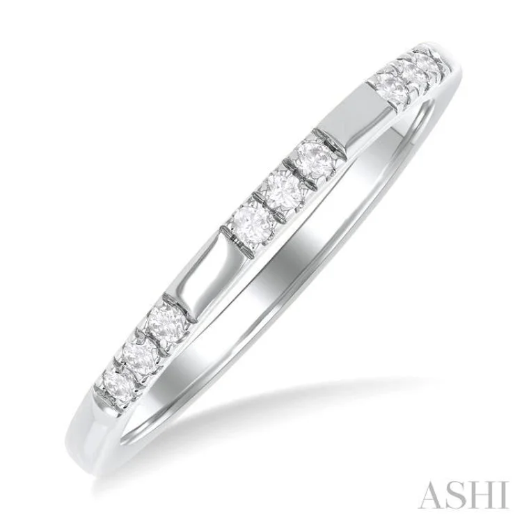 Mixed Stone Engagement Rings-1/8 ctw Sectioned Round Cut Diamond Fashion Band in 14K White Gold