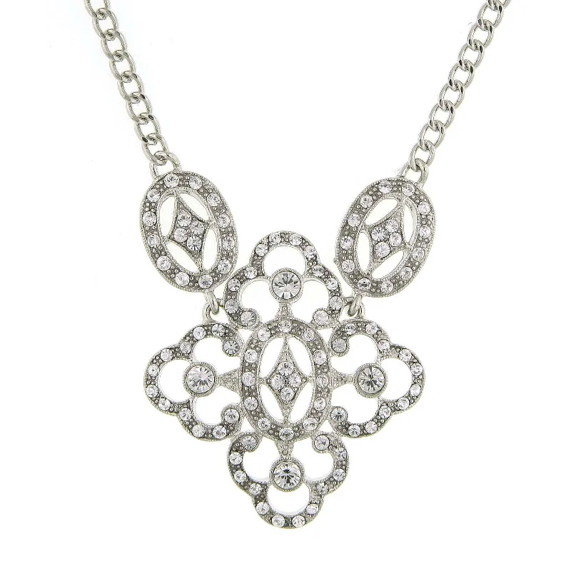 Cute Gold Necklaces-1928 Jewelry Multi Crystal Filigree Pendant Necklace 16" + 3" Extender