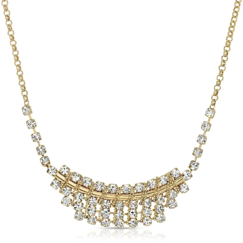 Cute Necklaces-1928 Jewelry Crystal Bib Necklace 18" + 3" Extender