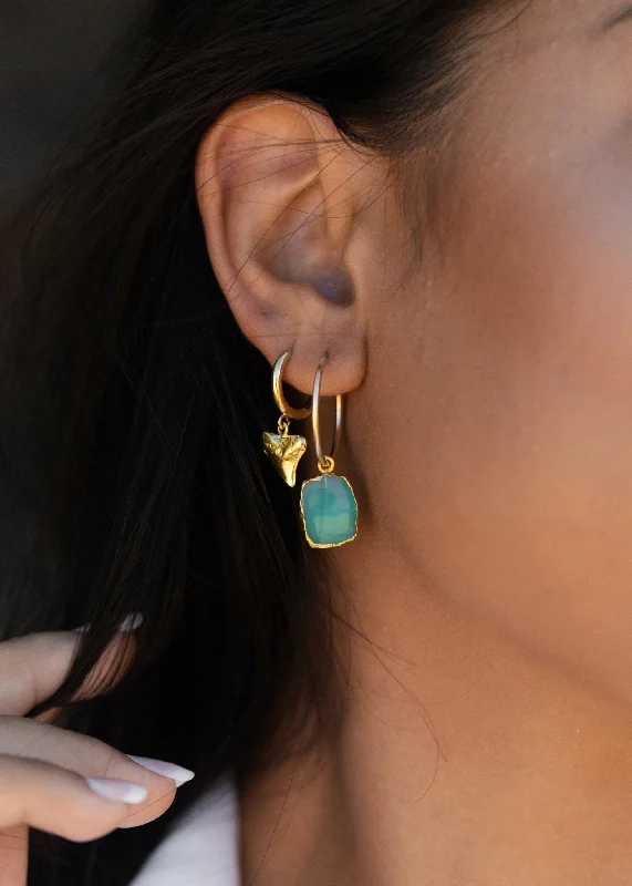 Fashionable Drop Hoop Earrings-Chrysoprase Gold Medium Hoop Earrings - Anuhea