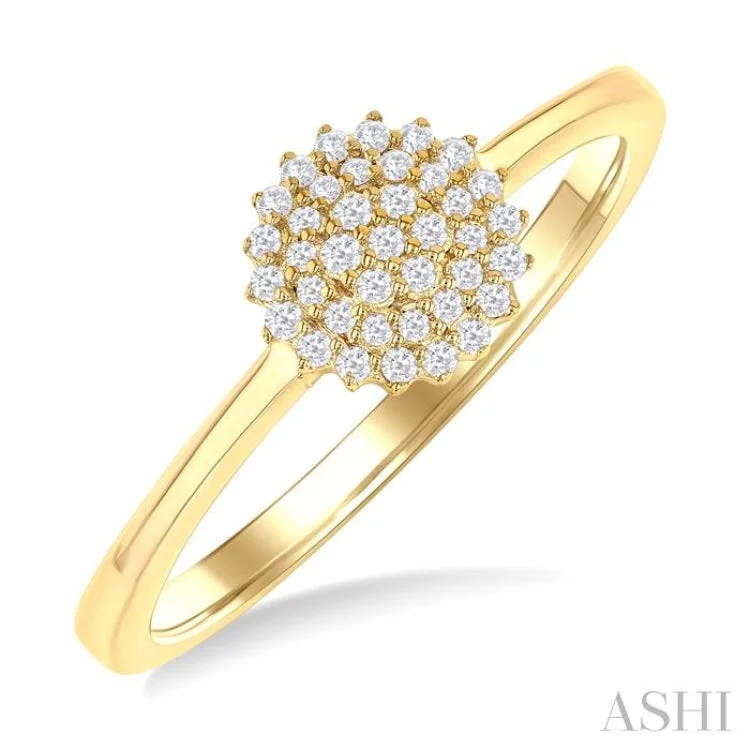 Handmade Engagement Ring Bands-1/6 ctw Petite Round Shape Round Cut Diamond Cluster Fashion Ring in 10K Yellow Gold