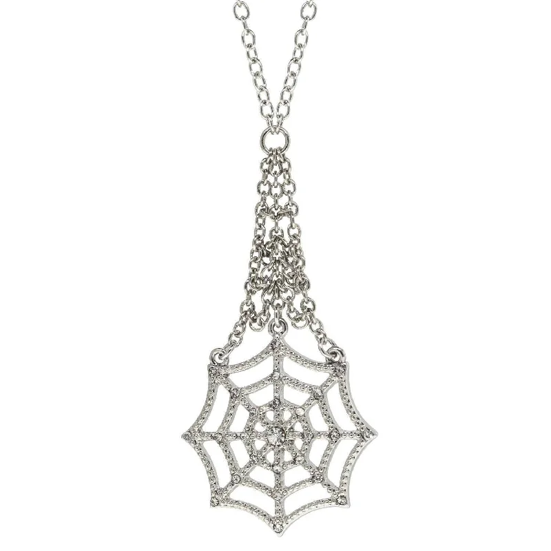 Heart Pendant Necklaces-1928 Jewelry Chain Spider Web Drop Necklace 22"