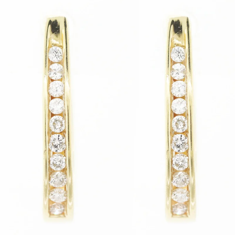 Crystal and Pearl Earrings-IN & OUT HOOP 18k Yellow Gold 0.50ctw Diamond Earrings